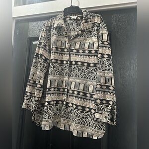 Allison Daley Black and Cream Button Down Shirt